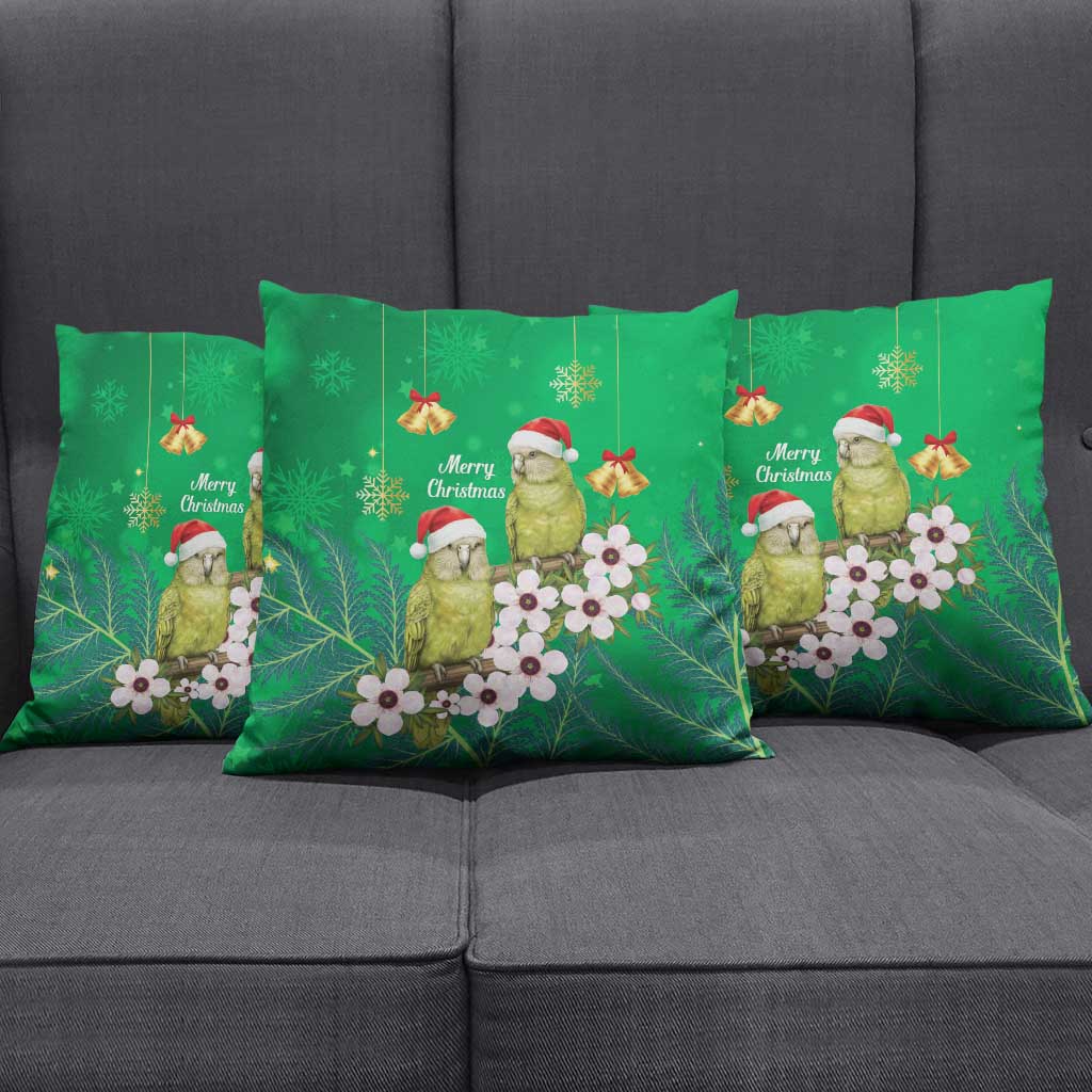 New Zealand Kakapo Christmas Pillow Cover Owl Parrot Santa Sliver Fern Manuka - Green - Polynesian Pride