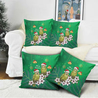 New Zealand Kakapo Christmas Pillow Cover Owl Parrot Santa Sliver Fern Manuka - Green - Polynesian Pride
