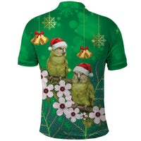 New Zealand Kakapo Christmas Polo Shirt Owl Parrot Santa Sliver Fern Manuka - Green - Polynesian Pride