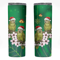 New Zealand Kakapo Christmas Skinny Tumbler Owl Parrot Santa Sliver Fern Manuka - Green - Polynesian Pride