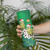 New Zealand Kakapo Christmas Skinny Tumbler Owl Parrot Santa Sliver Fern Manuka - Green - Polynesian Pride