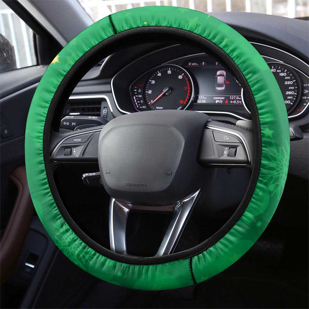 New Zealand Kakapo Christmas Steering Wheel Cover Owl Parrot Santa Sliver Fern Manuka - Green - Polynesian Pride