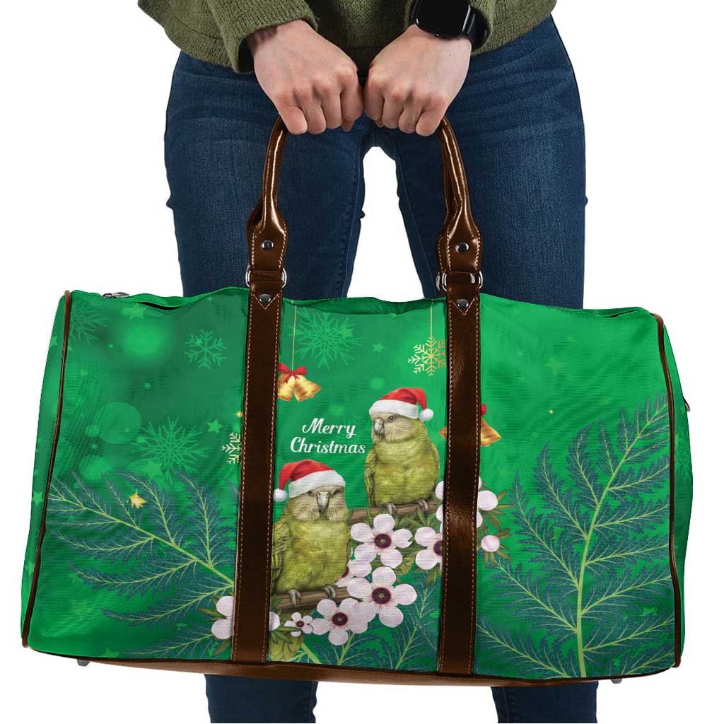 New Zealand Kakapo Christmas Travel Bag Owl Parrot Santa Sliver Fern Manuka - Green LT14 Green - Polynesian Pride