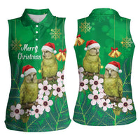 New Zealand Kakapo Christmas Women Sleeveless Polo Shirt Owl Parrot Santa Sliver Fern Manuka - Green - Polynesian Pride