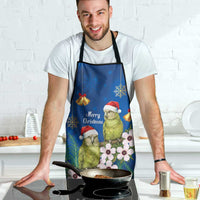 New Zealand Kakapo Christmas Apron Owl Parrot Santa Sliver Fern Manuka - Blue - Polynesian Pride