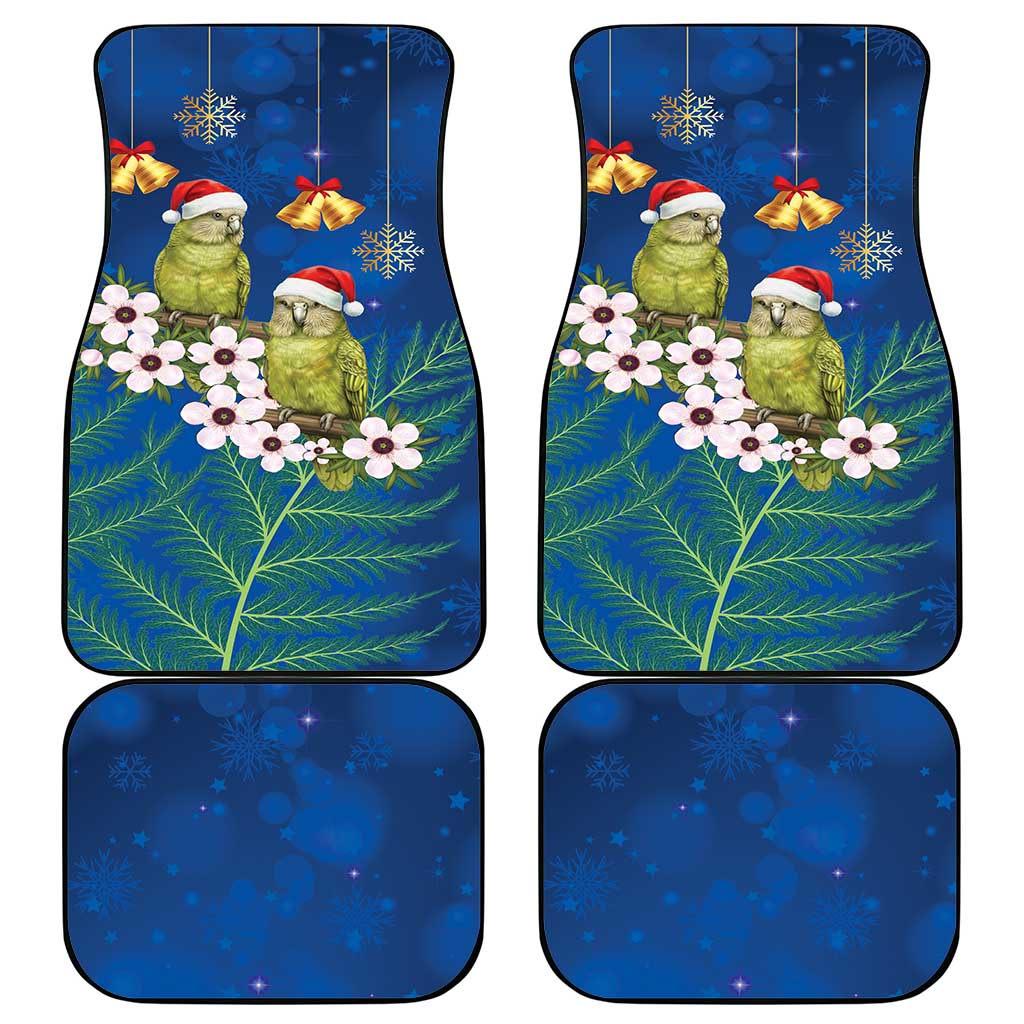 New Zealand Kakapo Christmas Car Mats Owl Parrot Santa Sliver Fern Manuka - Blue - Polynesian Pride