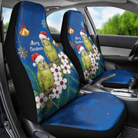 New Zealand Kakapo Christmas Car Seat Cover Owl Parrot Santa Sliver Fern Manuka - Blue - Polynesian Pride