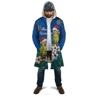 New Zealand Kakapo Christmas Cloak Owl Parrot Santa Sliver Fern Manuka - Blue - Polynesian Pride