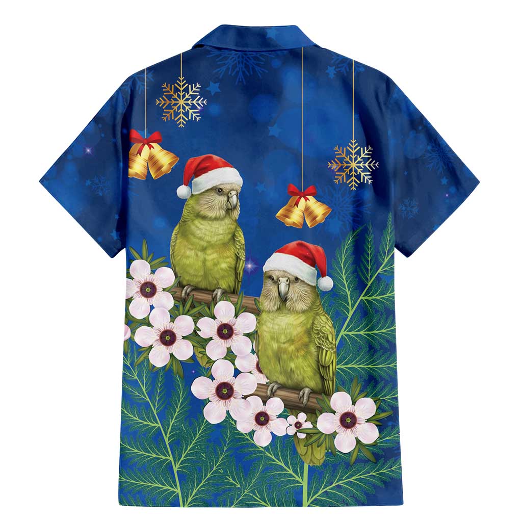 New Zealand Kakapo Christmas Family Matching Mermaid Dress and Hawaiian Shirt Owl Parrot Santa Sliver Fern Manuka - Blue - Polynesian Pride