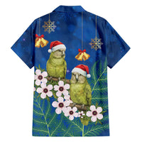 New Zealand Kakapo Christmas Family Matching Puletasi and Hawaiian Shirt Owl Parrot Santa Sliver Fern Manuka - Blue - Polynesian Pride