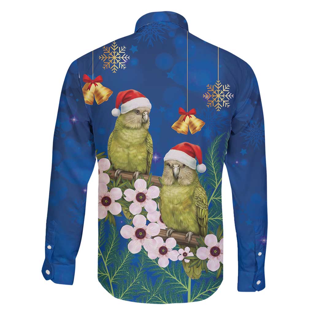 New Zealand Kakapo Christmas Family Matching Summer Maxi Dress and Hawaiian Shirt Owl Parrot Santa Sliver Fern Manuka - Blue - Polynesian Pride