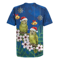 New Zealand Kakapo Christmas Rugby Jersey Owl Parrot Santa Sliver Fern Manuka - Blue - Polynesian Pride