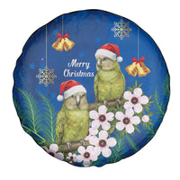 New Zealand Kakapo Christmas Spare Tire Cover Owl Parrot Santa Sliver Fern Manuka - Blue - Polynesian Pride
