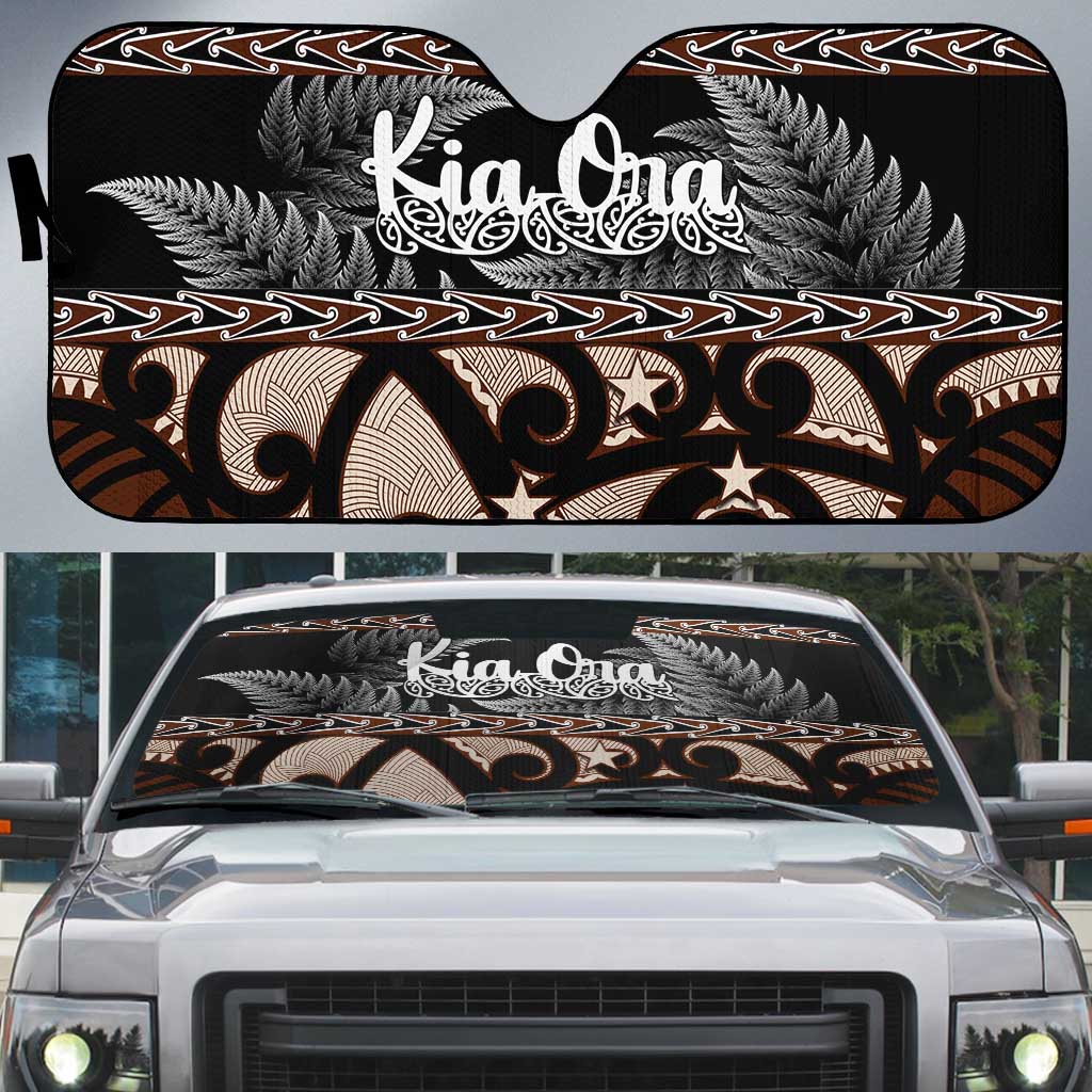 Kia Ora New Zealand Auto Sun Shade Aotearoa Proud Maori Silver Fern - Polynesian Pride