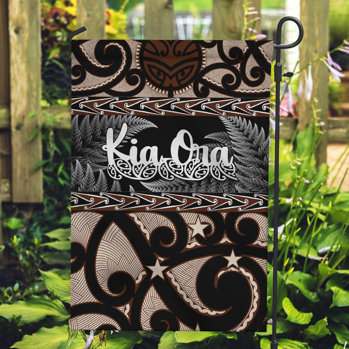 Kia Ora New Zealand Garden Flag Aotearoa Proud Maori With Silver Fern LT14 Garden Flag Black - Polynesian Pride