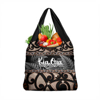 Kia Ora New Zealand Grocery Bag Aotearoa Proud Maori With Silver Fern LT14 1-pack One Size Black - Polynesian Pride