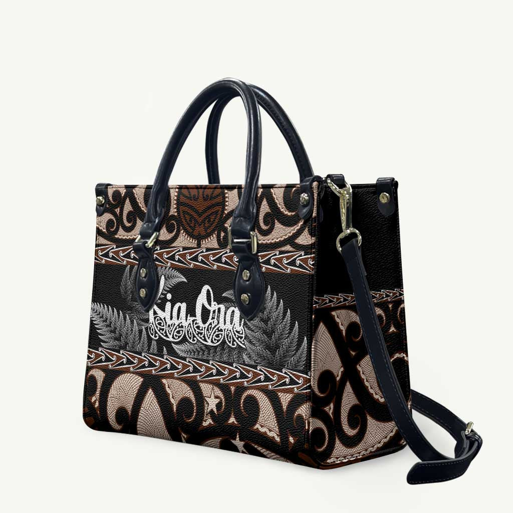 Kia Ora New Zealand Leather Bag Aotearoa Proud Maori Silver Fern - Polynesian Pride