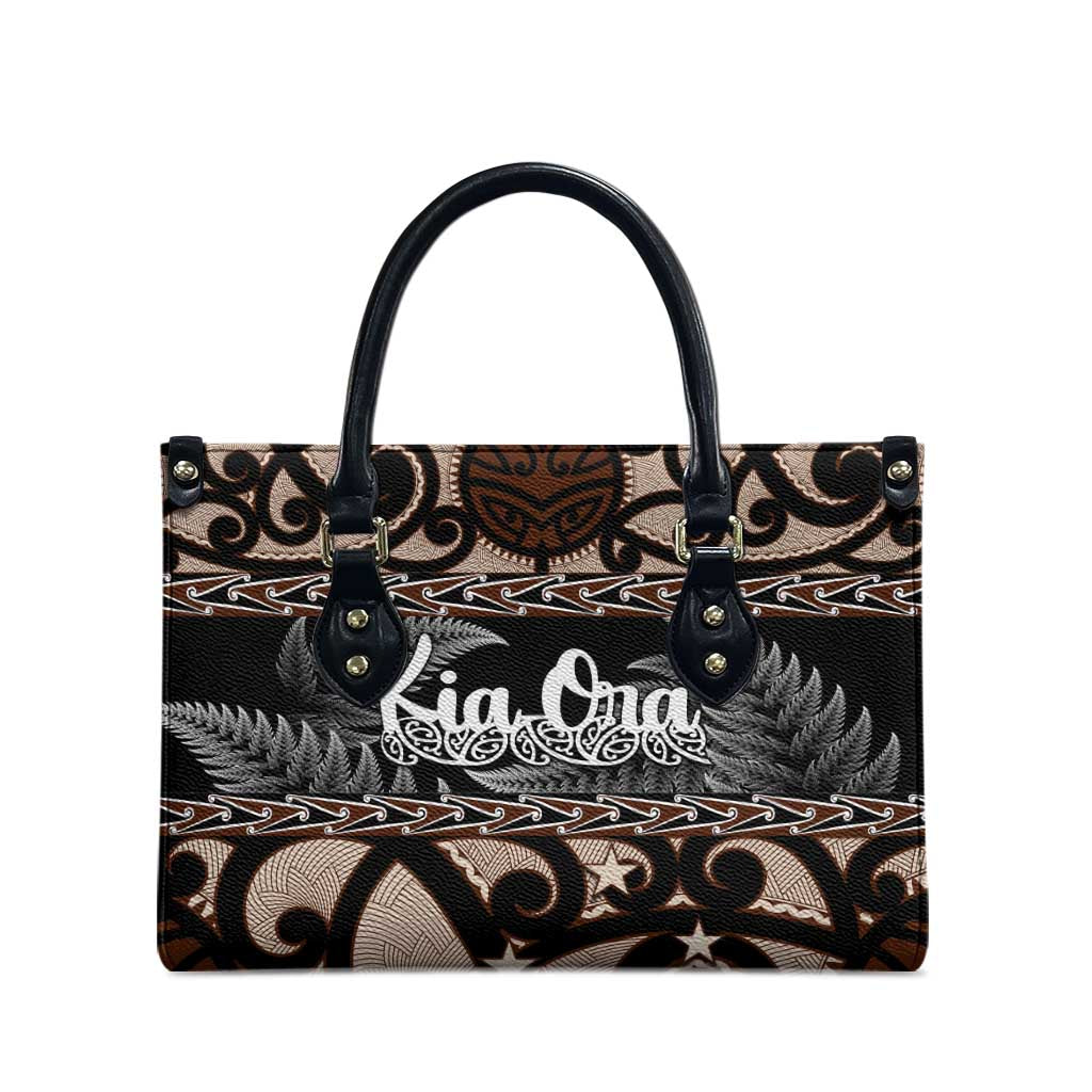Kia Ora New Zealand Leather Bag Aotearoa Proud Maori Silver Fern - Polynesian Pride