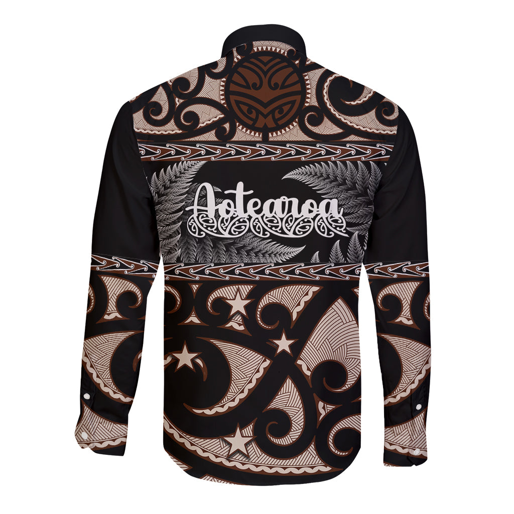 Kia Ora New Zealand Long Sleeve Button Shirt Aotearoa Proud Maori With Silver Fern LT14 - Polynesian Pride