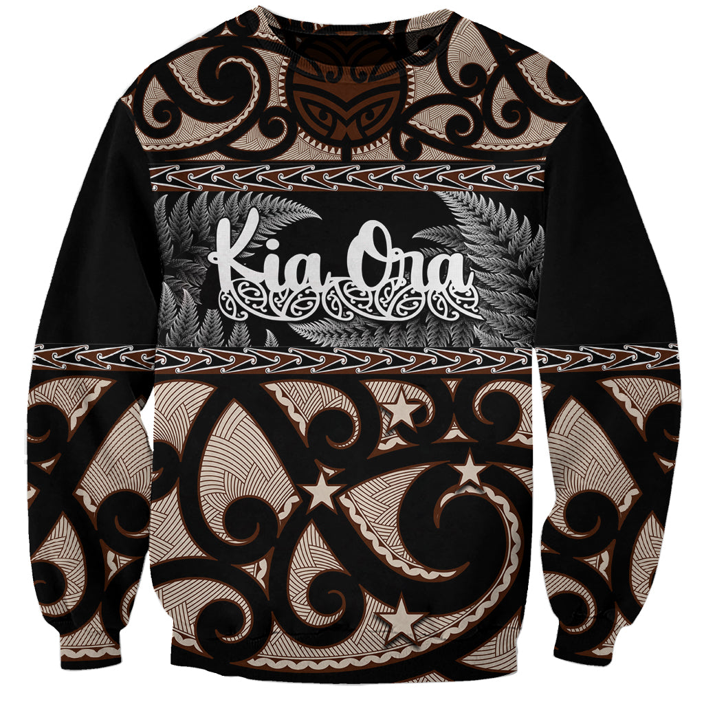 Kia Ora New Zealand Sweatshirt Aotearoa Proud Maori With Silver Fern LT14 Unisex Black - Polynesian Pride