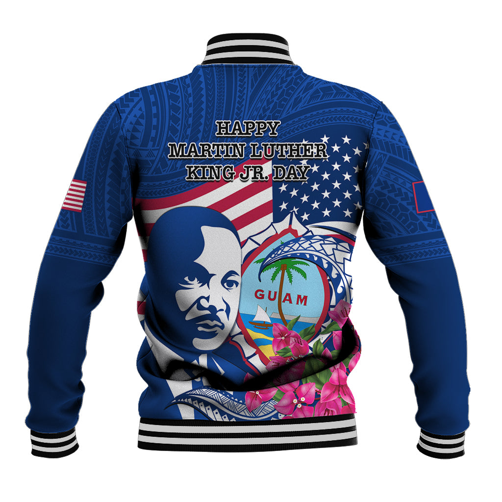 Guam Martin Luther King Jr Day Baseball Jacket I Have A Dream Guahan Seal With Bougainvillea LT14 - Polynesian Pride