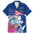 Guam Martin Luther King Jr Day Family Matching Off Shoulder Long Sleeve Dress and Hawaiian Shirt I Have A Dream Guahan Seal With Bougainvillea LT14 Dad's Shirt - Short Sleeve Blue - Polynesian Pride