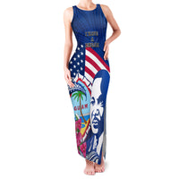 Guam Martin Luther King Jr Day Family Matching Tank Maxi Dress and Hawaiian Shirt I Have A Dream Guahan Seal With Bougainvillea LT14 Mom's Dress Blue - Polynesian Pride