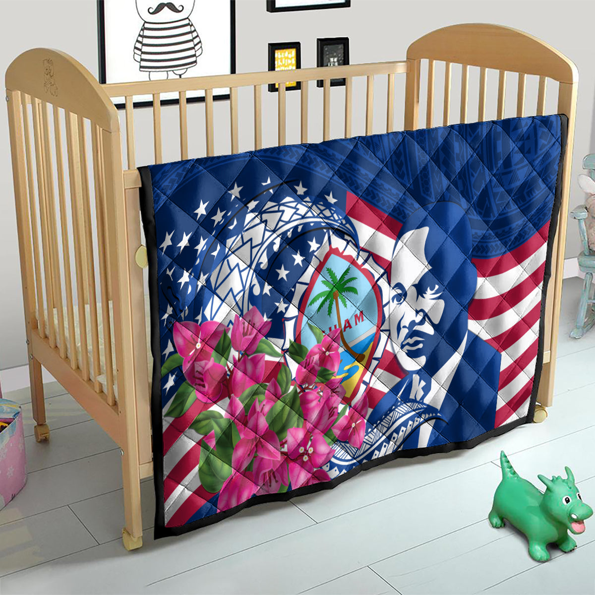 Guam Martin Luther King Jr Day Quilt I Have A Dream Guahan Seal With Bougainvillea LT14 - Polynesian Pride