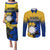 Nauru Independence Day Couples Matching Puletasi Dress and Long Sleeve Button Shirt Repubrikin Naoero Polynesian Pattern LT14 Blue - Polynesian Pride