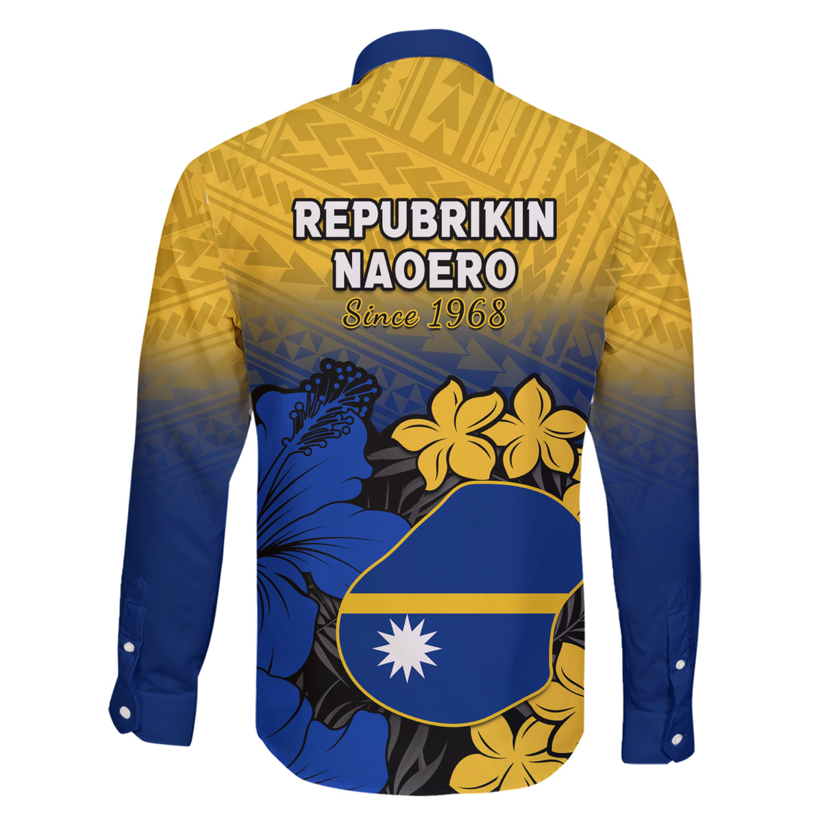 Nauru Independence Day Family Matching Short Sleeve Bodycon Dress and Hawaiian Shirt Repubrikin Naoero Polynesian Pattern LT14 - Polynesian Pride