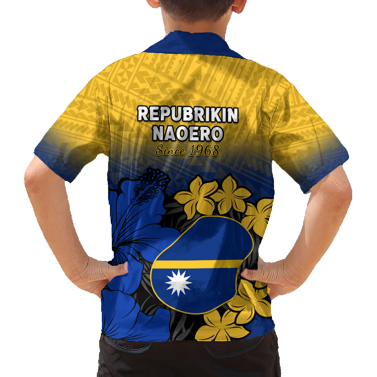 Nauru Independence Day Family Matching Summer Maxi Dress and Hawaiian Shirt Repubrikin Naoero Polynesian Pattern LT14 - Polynesian Pride