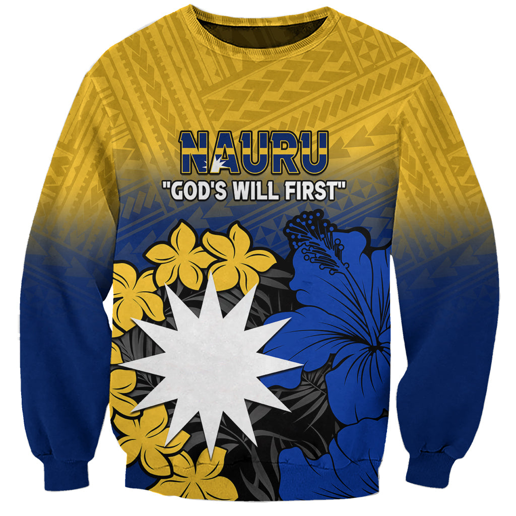 Nauru Independence Day Sweatshirt Repubrikin Naoero Polynesian Pattern LT14 Unisex Blue - Polynesian Pride