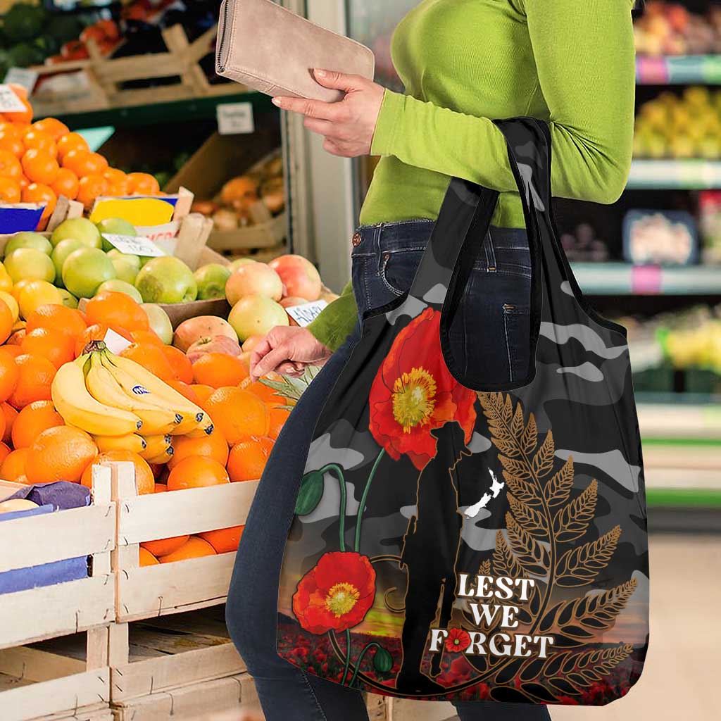 New Zealand ANZAC Day Grocery Bag Lest We Forget Silver Fern With Camouflage LT14 - Polynesian Pride