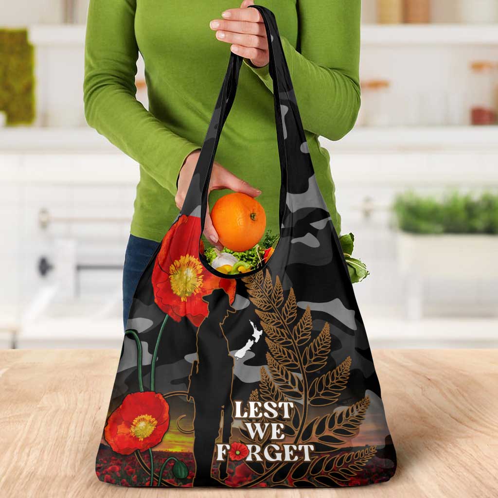 New Zealand ANZAC Day Grocery Bag Lest We Forget Silver Fern With Camouflage LT14 - Polynesian Pride