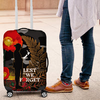 New Zealand ANZAC Day Luggage Cover Lest We Forget Silver Fern With Camouflage LT14 Black - Polynesian Pride