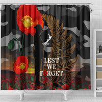New Zealand ANZAC Day Shower Curtain Lest We Forget Silver Fern With Camouflage LT14 - Polynesian Pride