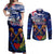 Australia And New Zealand ANZAC Day Couples Matching Off Shoulder Maxi Dress and Long Sleeve Button Shirt Lest We Forget Silver Fern With Golden Wattle LT14 Blue - Polynesian Pride