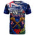 Australia And New Zealand ANZAC Day T Shirt Lest We Forget Silver Fern With Golden Wattle LT14 Blue - Polynesian Pride