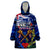 Australia And New Zealand ANZAC Day Wearable Blanket Hoodie Lest We Forget Silver Fern With Golden Wattle LT14 One Size Blue - Polynesian Pride