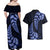 Blue New Zealand Paisley Silver Fern Couples Matching Off Shoulder Maxi Dress and Hawaiian Shirt Aotearoa Maori LT14 - Polynesian Pride