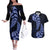 Blue New Zealand Paisley Silver Fern Couples Matching Off The Shoulder Long Sleeve Dress and Hawaiian Shirt Aotearoa Maori LT14 Blue - Polynesian Pride