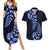 Blue New Zealand Paisley Silver Fern Couples Matching Summer Maxi Dress and Hawaiian Shirt Aotearoa Maori LT14 Blue - Polynesian Pride