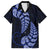 Blue New Zealand Paisley Silver Fern Family Matching Long Sleeve Bodycon Dress and Hawaiian Shirt Aotearoa Maori LT14 Dad's Shirt - Short Sleeve Blue - Polynesian Pride