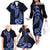 Blue New Zealand Paisley Silver Fern Family Matching Off Shoulder Long Sleeve Dress and Hawaiian Shirt Aotearoa Maori LT14 - Polynesian Pride