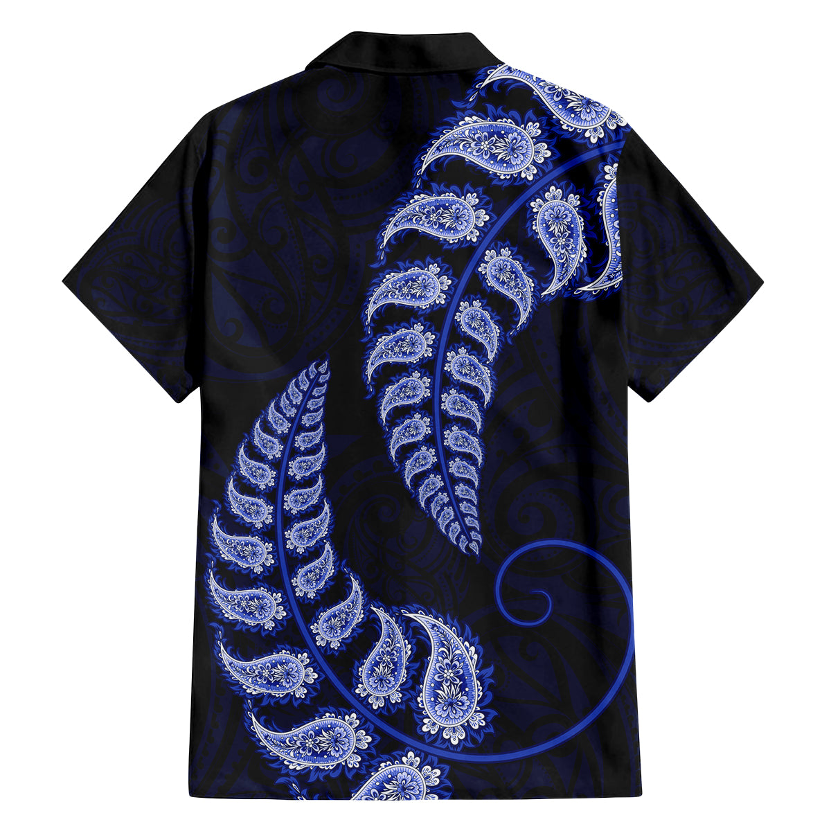 Blue New Zealand Paisley Silver Fern Family Matching Off Shoulder Maxi Dress and Hawaiian Shirt Aotearoa Maori LT14 - Polynesian Pride