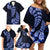 Blue New Zealand Paisley Silver Fern Family Matching Off Shoulder Short Dress and Hawaiian Shirt Aotearoa Maori LT14 - Polynesian Pride