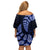 Blue New Zealand Paisley Silver Fern Family Matching Off Shoulder Short Dress and Hawaiian Shirt Aotearoa Maori LT14 - Polynesian Pride