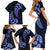 Blue New Zealand Paisley Silver Fern Family Matching Short Sleeve Bodycon Dress and Hawaiian Shirt Aotearoa Maori LT14 - Polynesian Pride