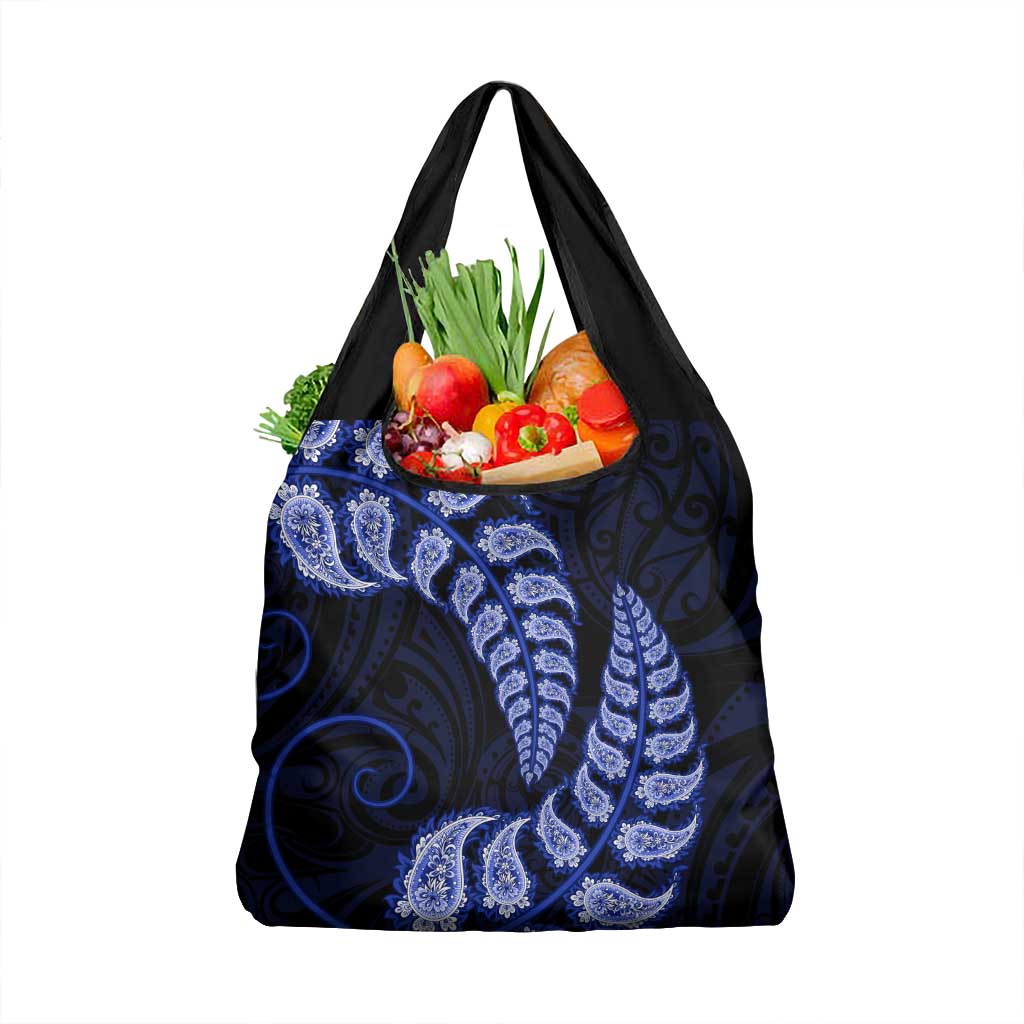 Blue New Zealand Paisley Silver Fern Grocery Bag Aotearoa Maori LT14 1-pack One Size Blue - Polynesian Pride