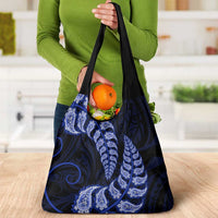 Blue New Zealand Paisley Silver Fern Grocery Bag Aotearoa Maori LT14 - Polynesian Pride